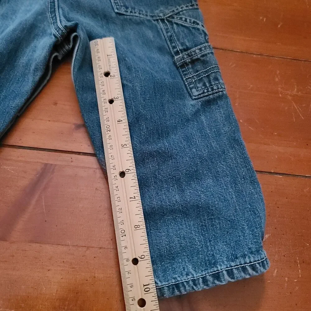 OshKosh B'Gosh Vestbak Denim Carpenter Overalls 24M Blue USA Snap Vintage